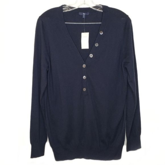 GAP Other - GAP Navy V-Neck Button Front Silk Blend Pullover Sweater